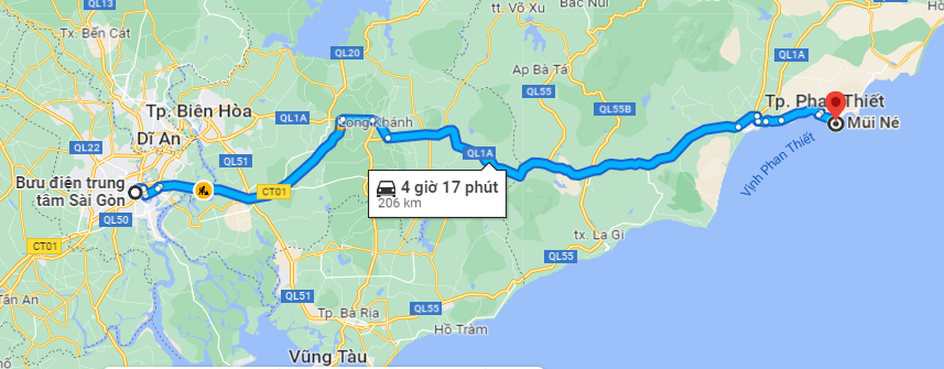 HÀNH TRÌNH TỪ SÀI GÒN ĐẾN MŨI NÉ BẰNG Ô TÔ