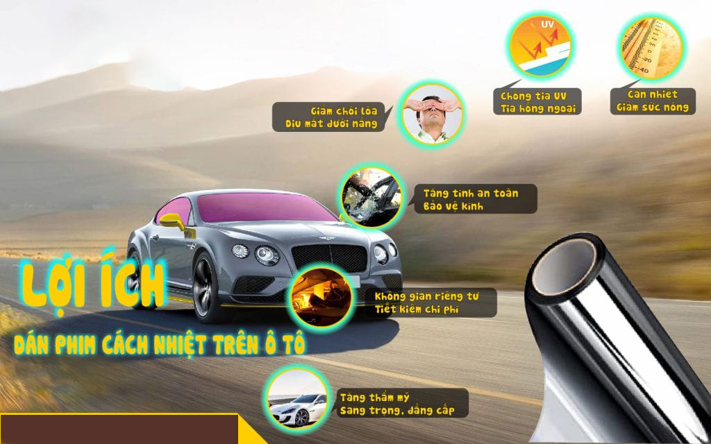 Dán Film cách nhiệt cho kính xe để giảm nhiệt độ trong xe