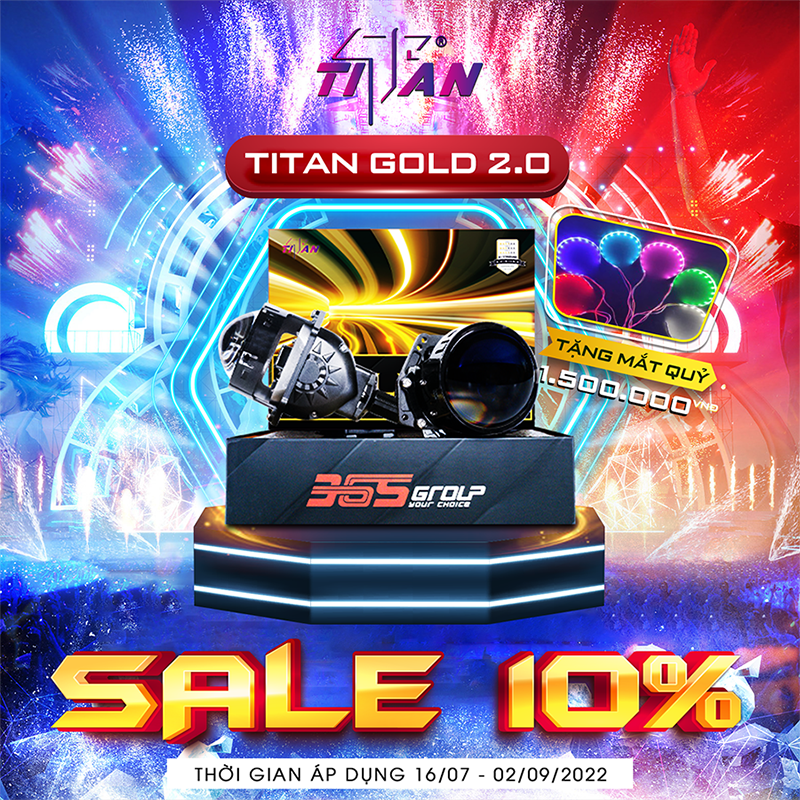 Vua bi LED đuôi vặn Titan Gold 2.0 ưu đãi 10% tặng kèm phần quà thời trang