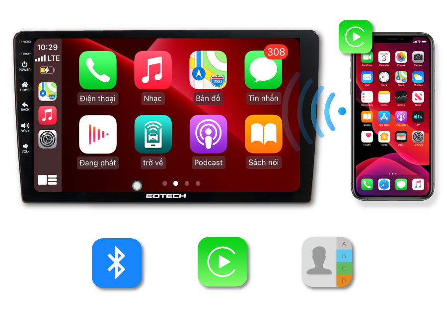 Kết nối Apple Carplay như xế sang
