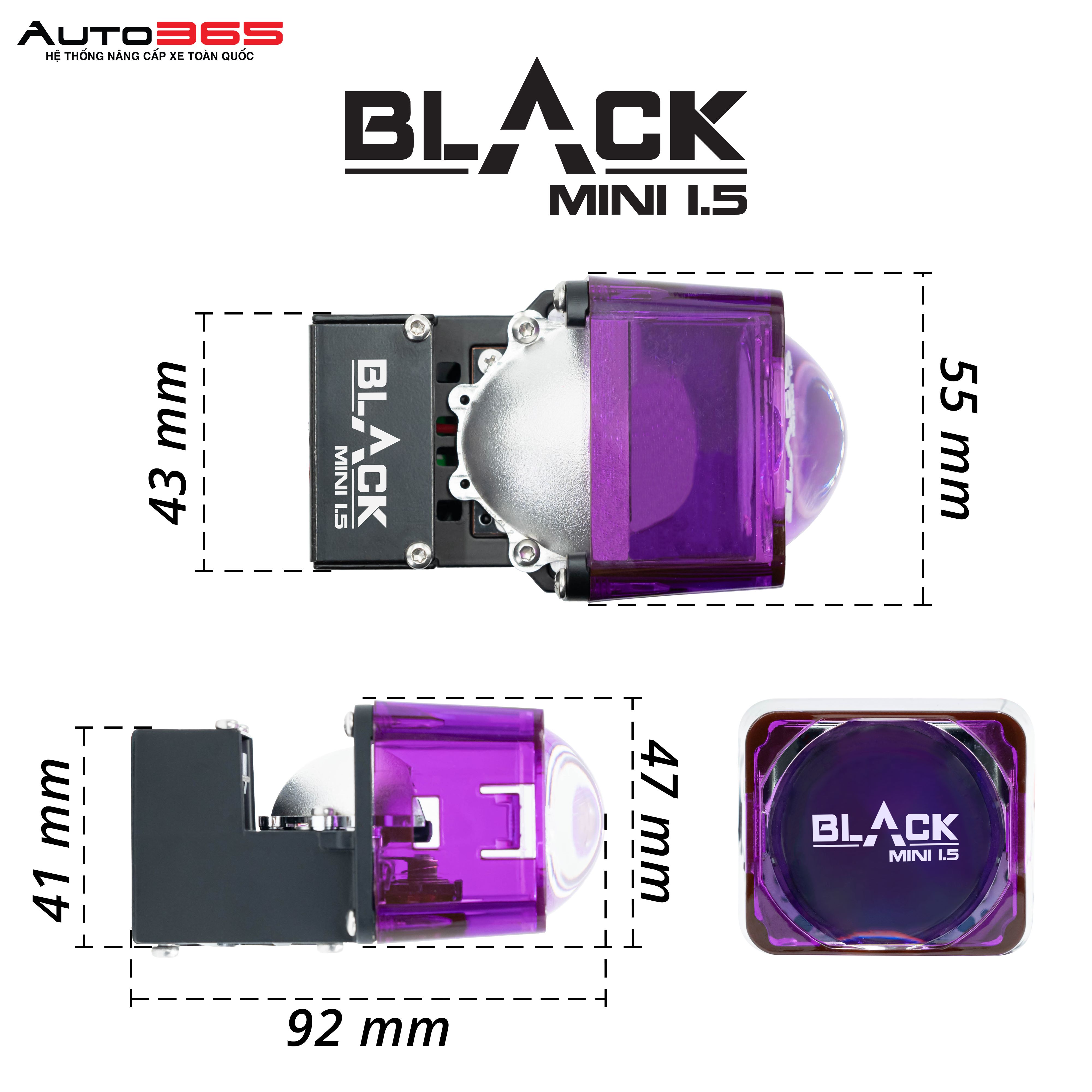 BI LED TITAN BLACK MINI 1.5 INCH