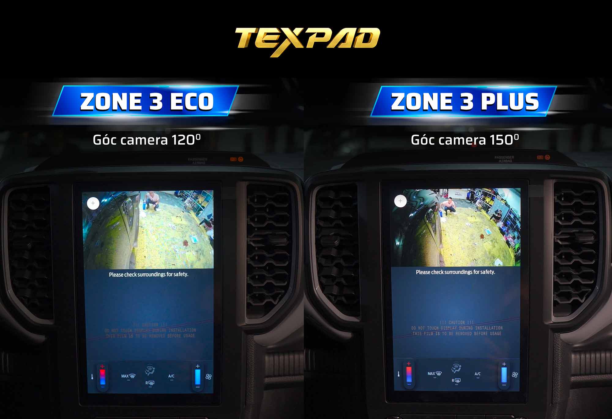 CAMERA 3 MẮT TEXPAD ZONE 3 PLUS - Camera Hỗ Trợ Lái Xe An Toàn