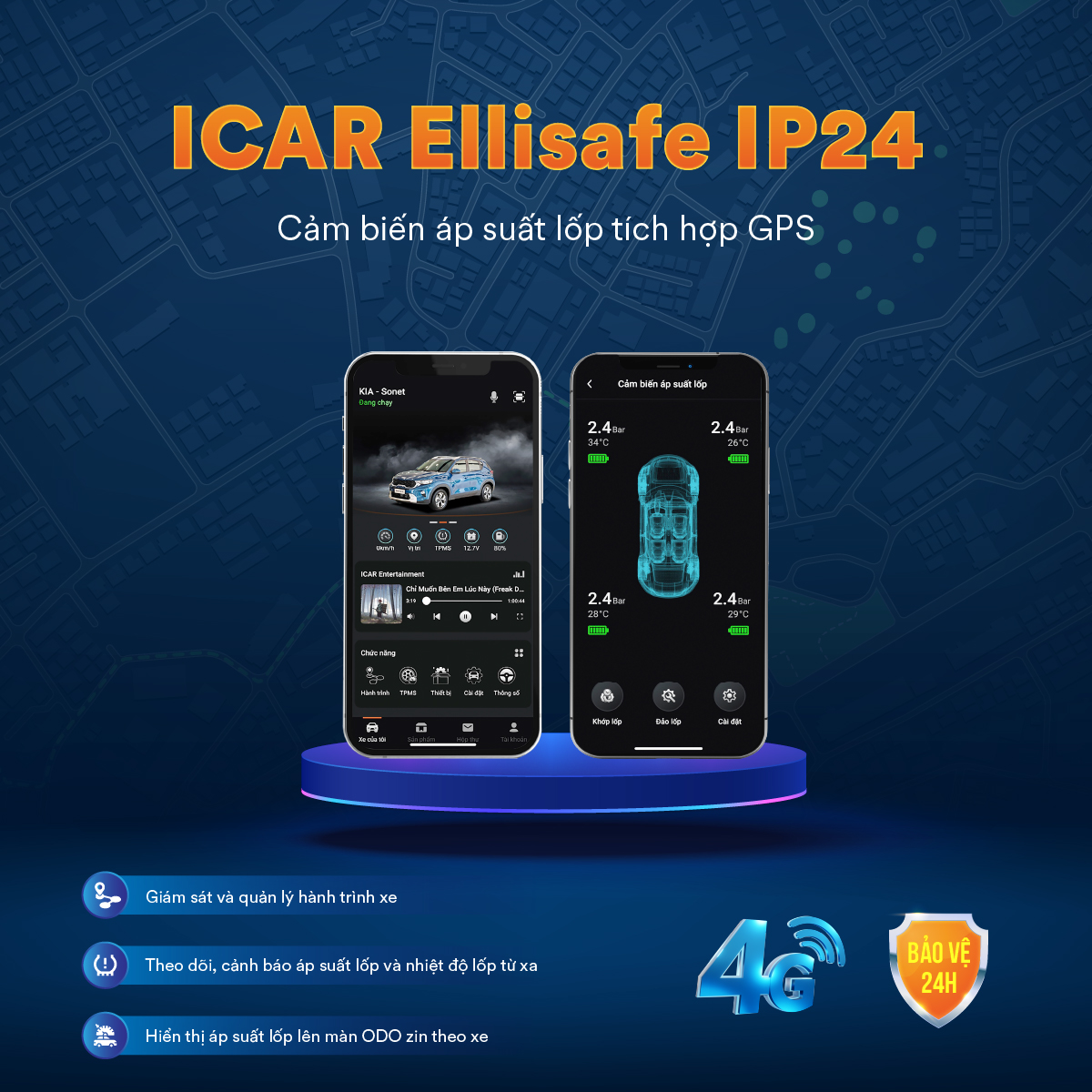 CẢM BIẾN ÁP SUẤT LỐP ICAR ELLISAFE IP24L DÀNH CHO MỌI XE