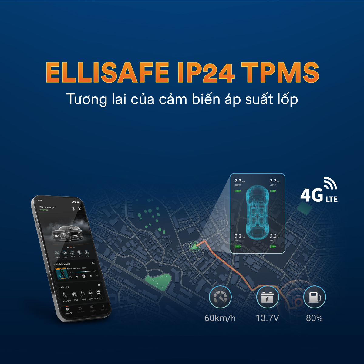 CẢM BIẾN ÁP SUẤT LỐP ICAR ELLISAFE IP24L DÀNH CHO MỌI XE