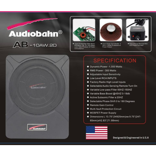 Sub gầm ghế Audiobahn AB-10AW.2D
