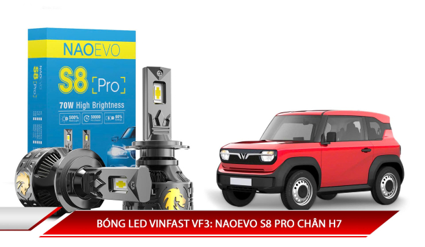 BÓNG LED VINFAST VF3: NAOEVO S8 PRO CHÂN H7
